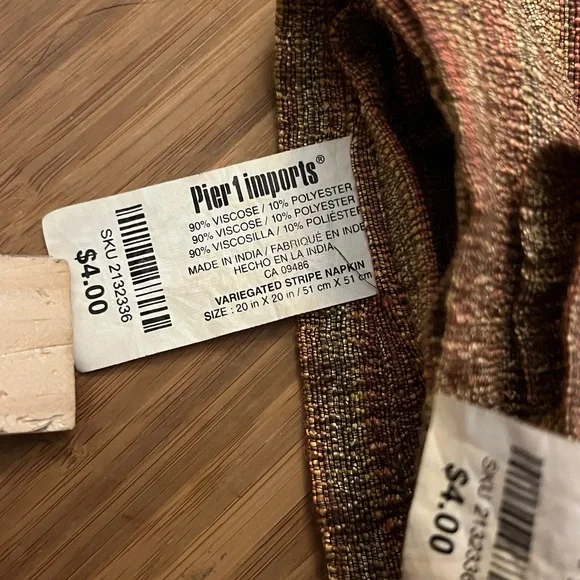 Pier 1 Imports Placemats Striped Viscose/Polyester Set Of 4 20X51 - Picture 3 of 5